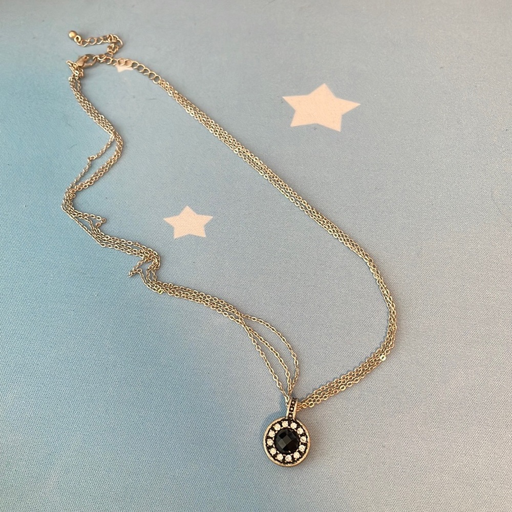 Black and Diamond gem necklace